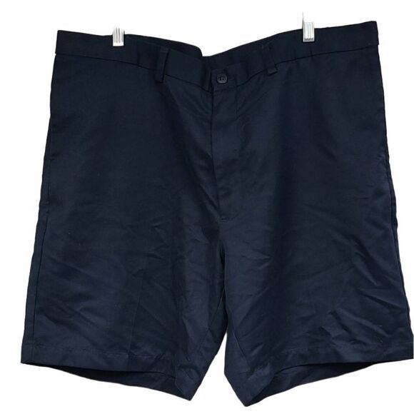 Roundtree & Yorke Men's 42 Adjustable Waist 9" Dress Shorts Flat Front Navy Blue - Picture 1 of 8